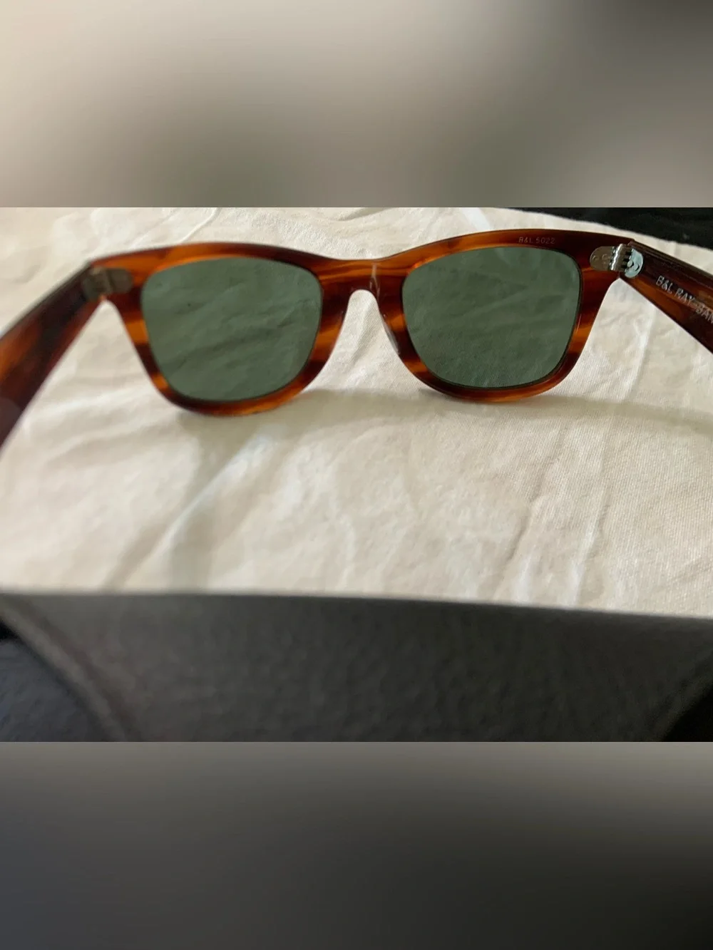 Ray-Ban Tortoise Frame Sunglasses with Green Lenses